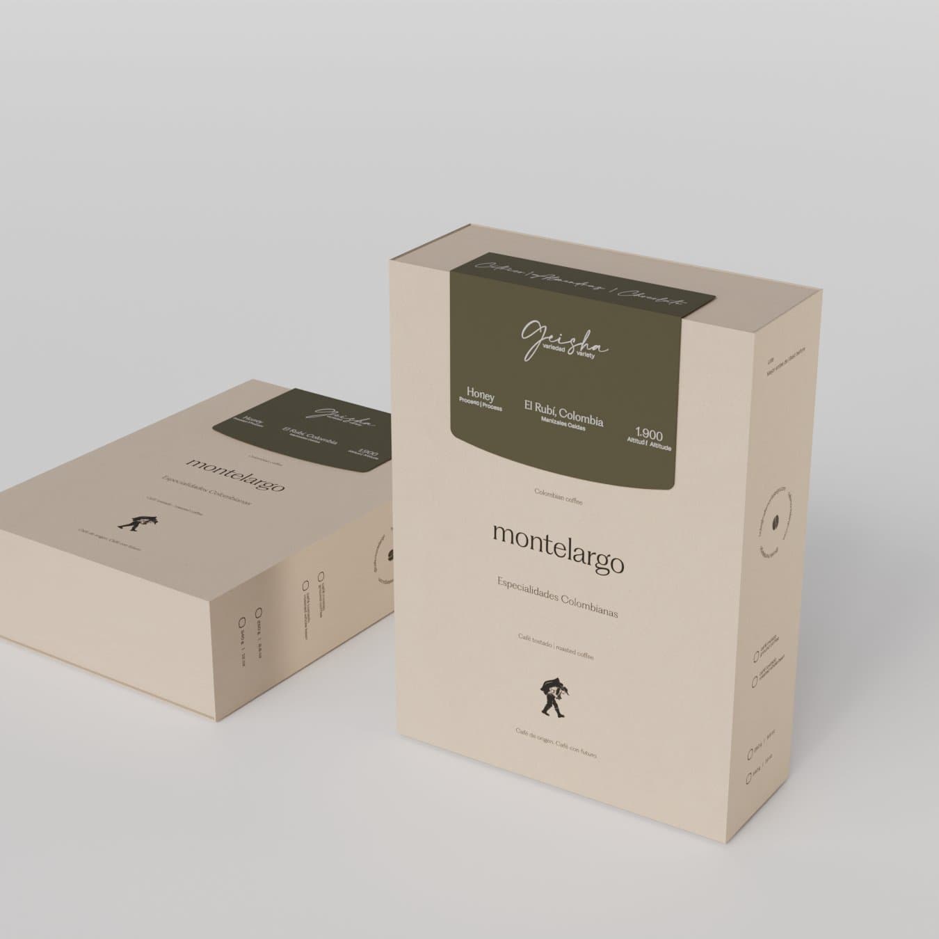 Caja de café Geisha Honey de Montelargo, proceso honey, especialidad colombiana