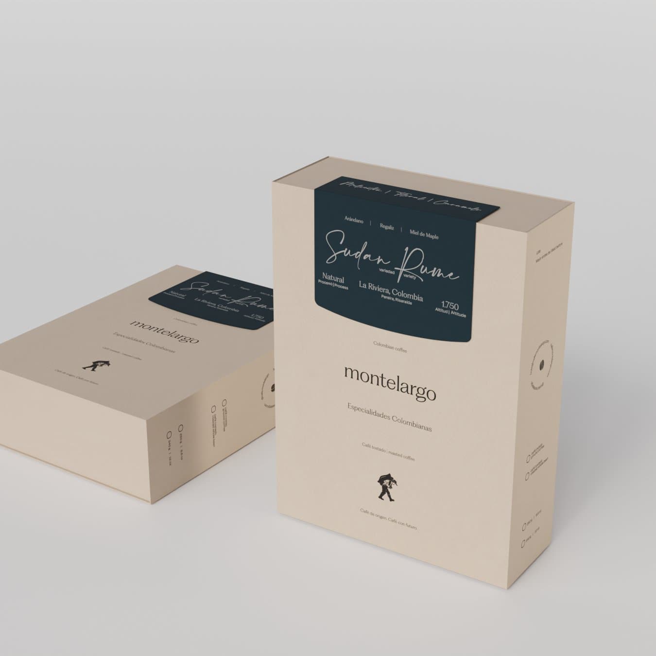 Caja de café Sudán Rumé de Montelargo, variedad natural de La Riviera, Colombia